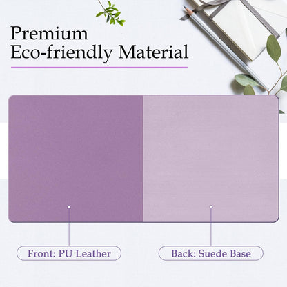 PU Leather Desk Pad with Suede Base, Multi-Color Non-Slip Mouse Pad, 24” X 14” Waterproof Desk Writing Mat, Large Desk Blotter Protector (Voilet)